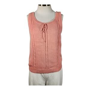 Gloria Vanderbilt for Muriani Coral Cable Sweater Tank Top 1980's Vintage Retro